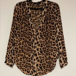 Leopard Print V-neck Blouse